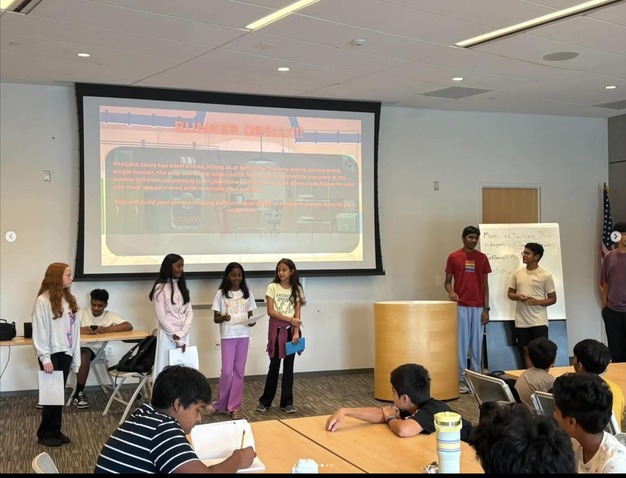 Students in a group speaking activity